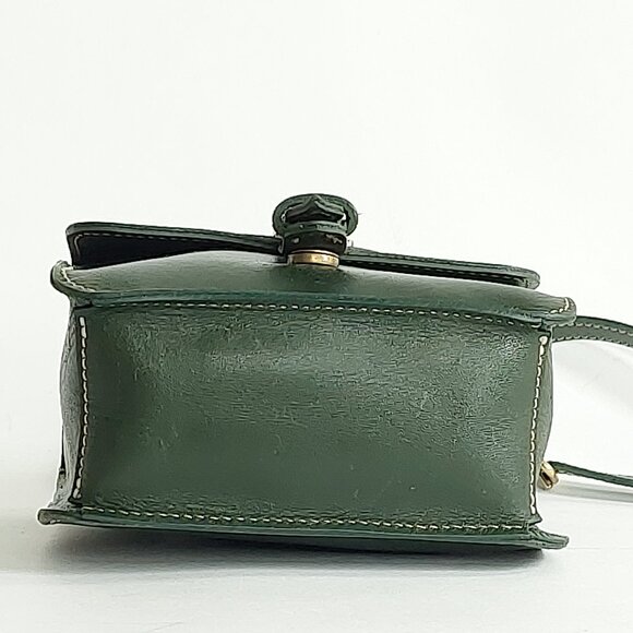 🦫🇨🇦Roots Vintage Rectangular Army Green Raw Leather Crossbody - Picture 6 of 10